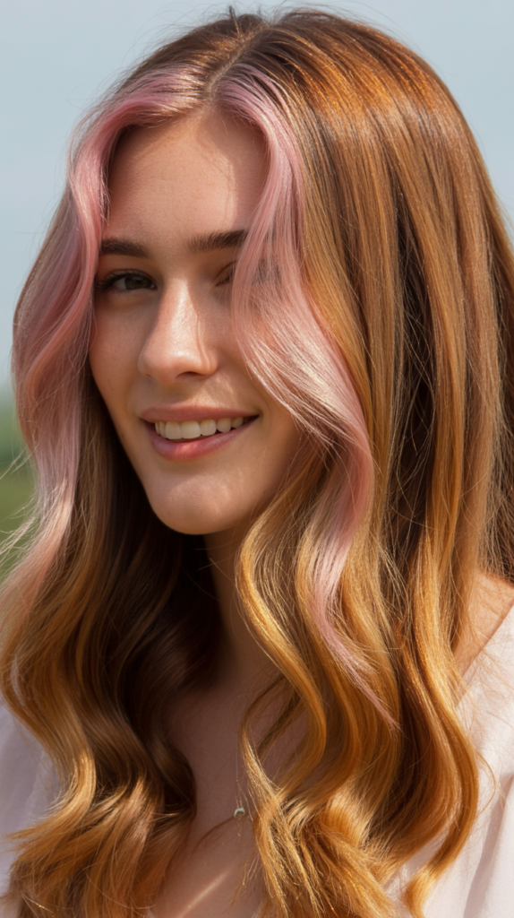 Honey Brown with Light Pink Highlights