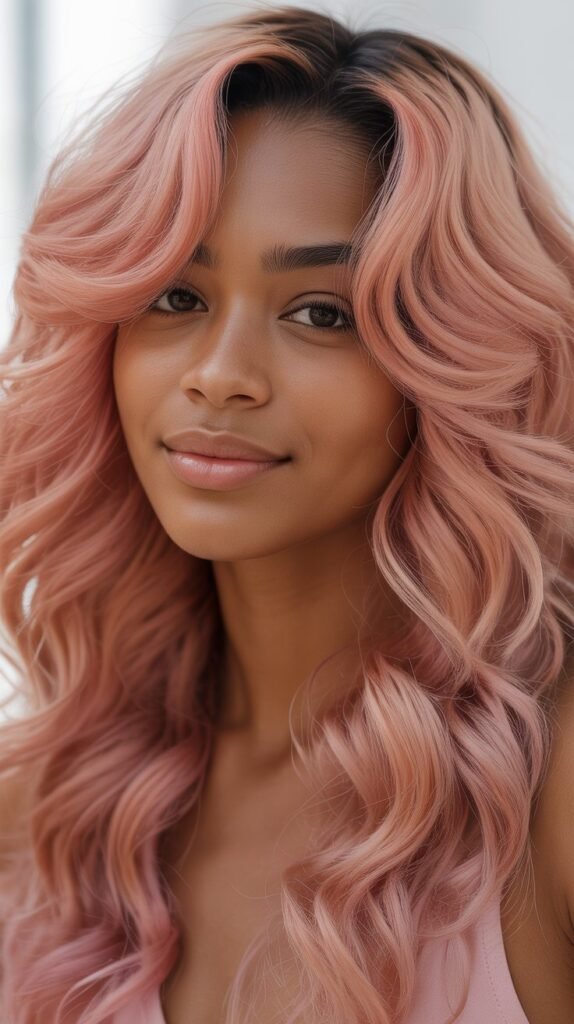 Blush Pink Hair Color Ideas for Black Hair