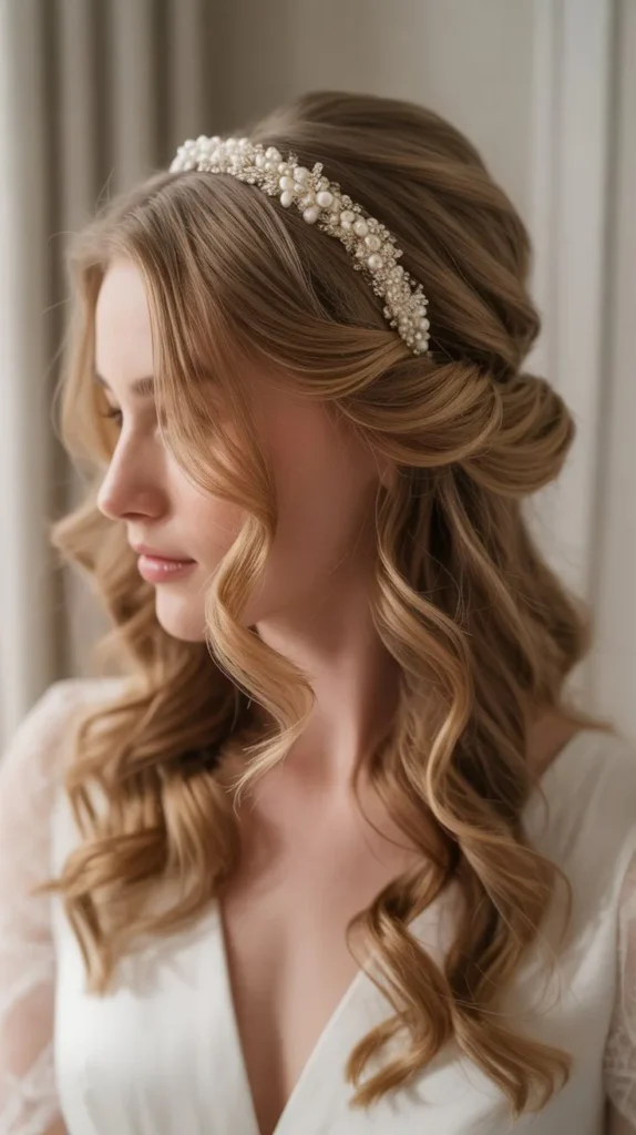 Half-up Half-down Wedding Hairstyles with Headband