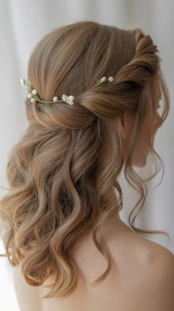 Half-up Half-down Wedding Hairstyles for Medium Hair