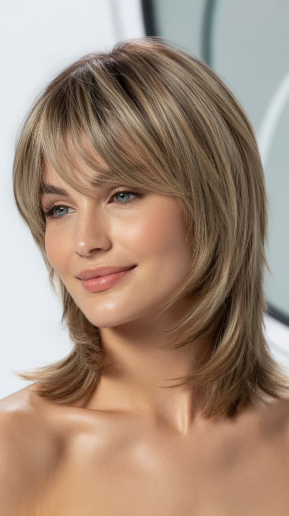 Medium Shag Hairstyles with Long Bangs: Soft and Feminine