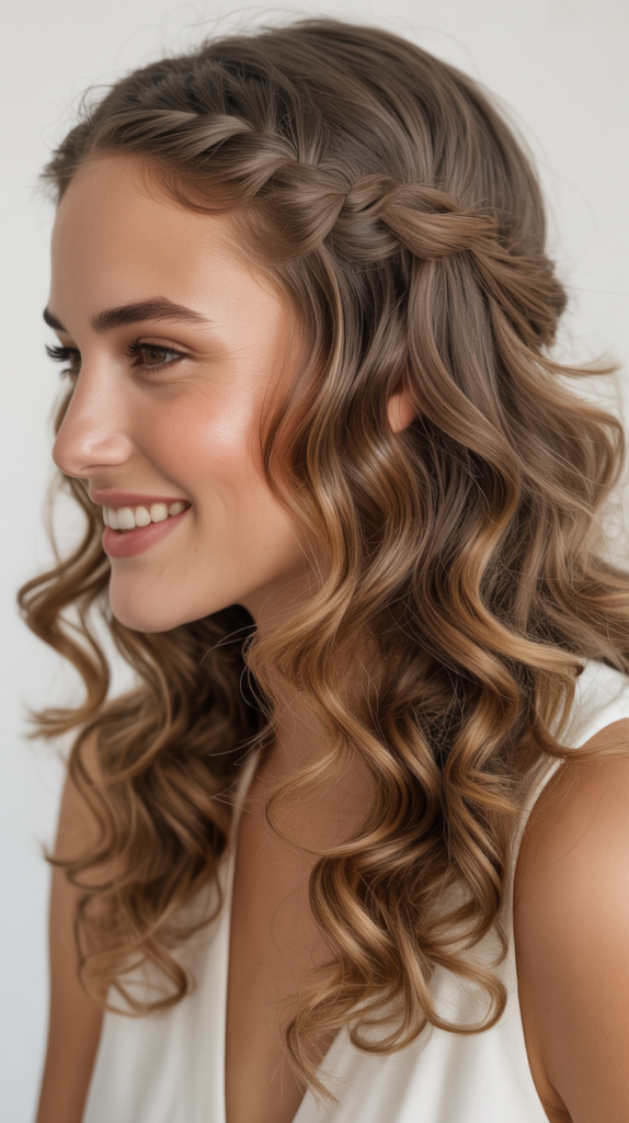 Soft Curls for Long Hair with Braids