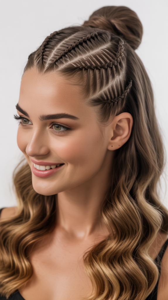 Stitch Braid Hairstyles with a Half-Up, Half-Down Look
