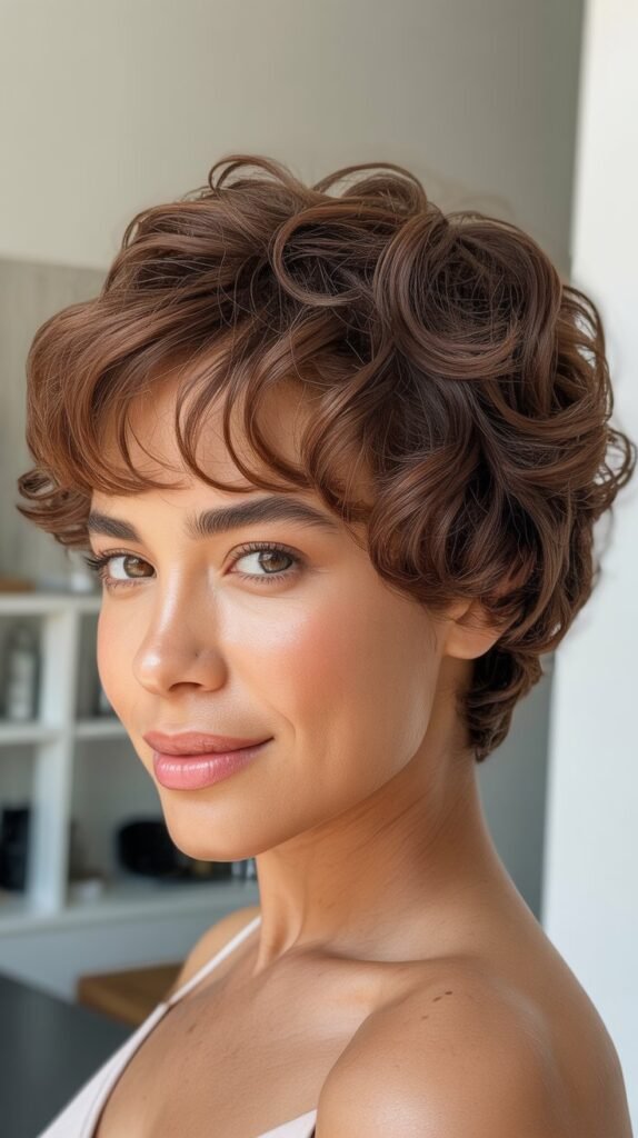 Short Curly Pixie Cut with Bangs