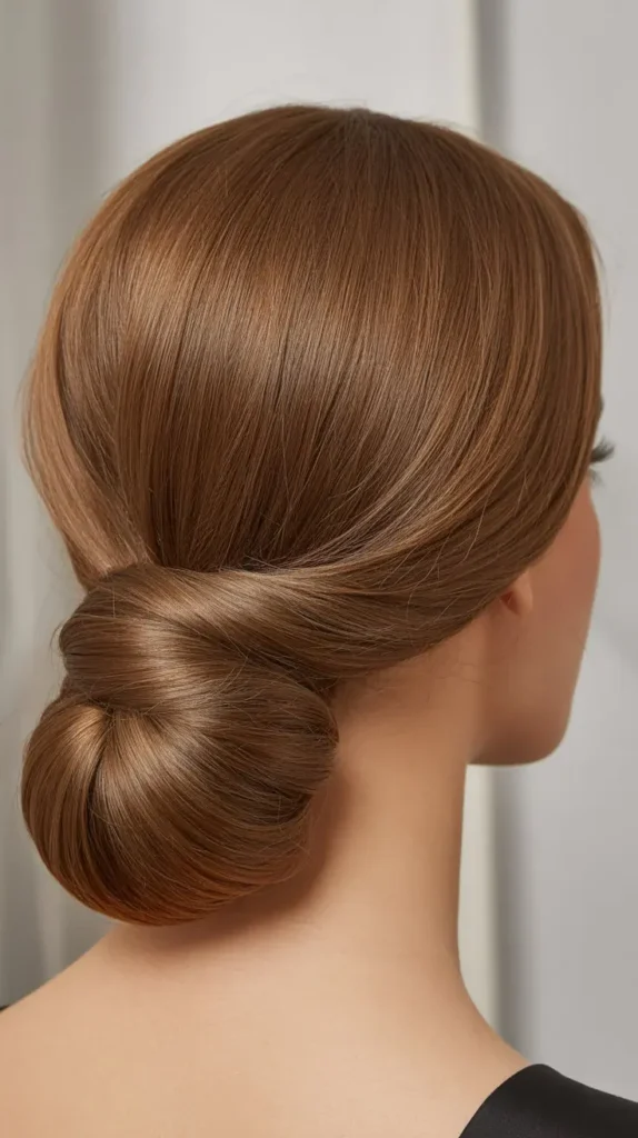 Side-Part Wig with a Low Bun
