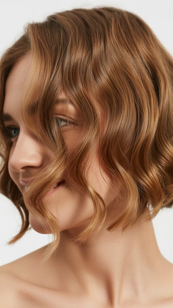 Side Part with Soft Waves for Short Hair