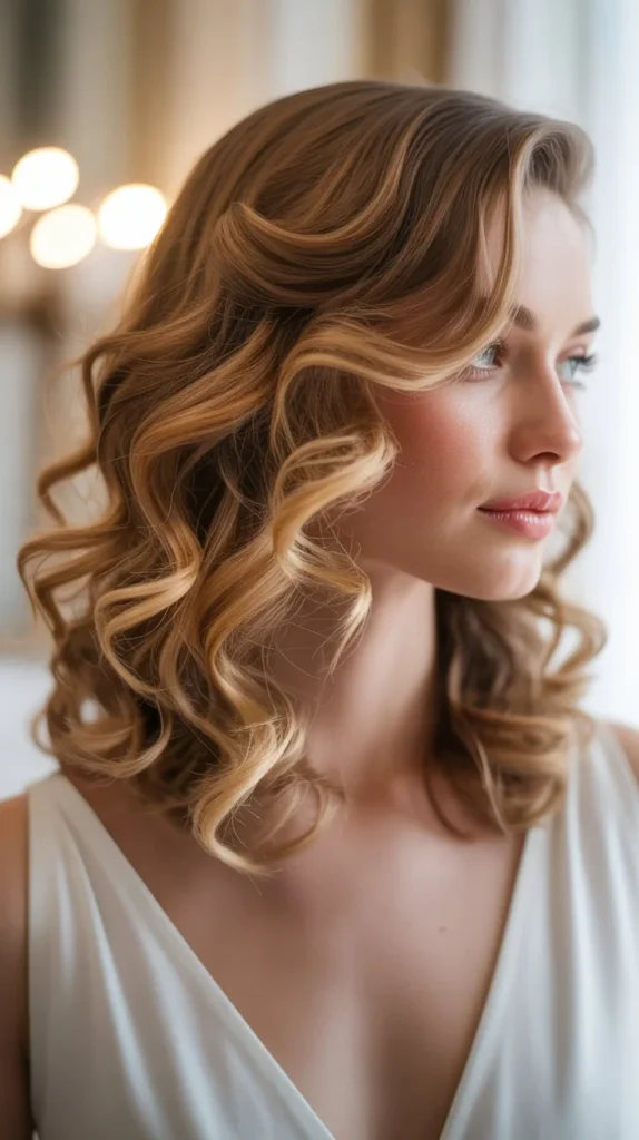 Bridal Loose Curls for Medium Hair
