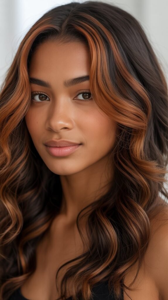 Subtle Copper Hair Color Ideas for Black Hair
