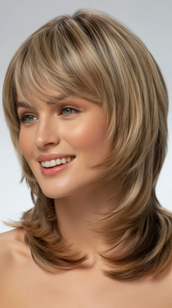 Layered Haircuts with Bangs for Square Faces