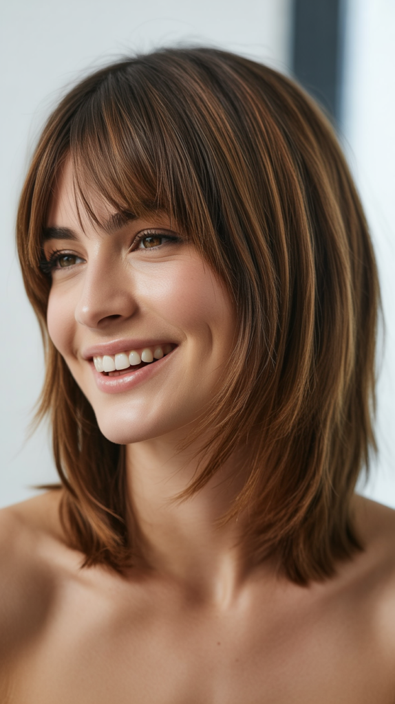 Choppy Long Bob Hairstyle with Bangs