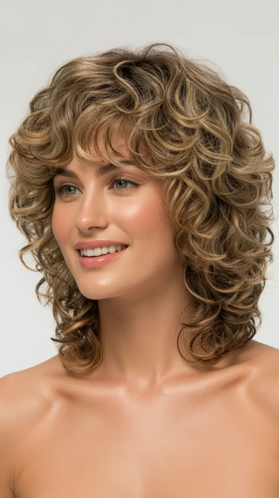 Layered Haircuts with Bangs for Medium Curly Hair