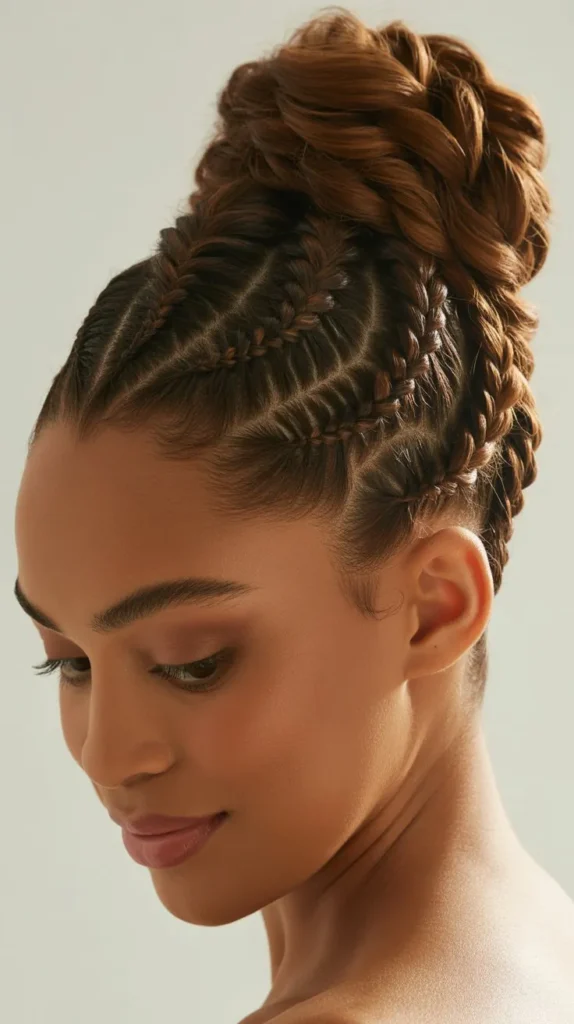 French Braid Updo Hairstyles for Black Women