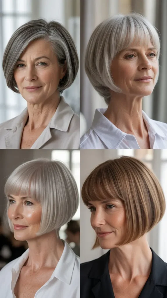 Sleek and Straight Short Hairstyles for Women Over 60