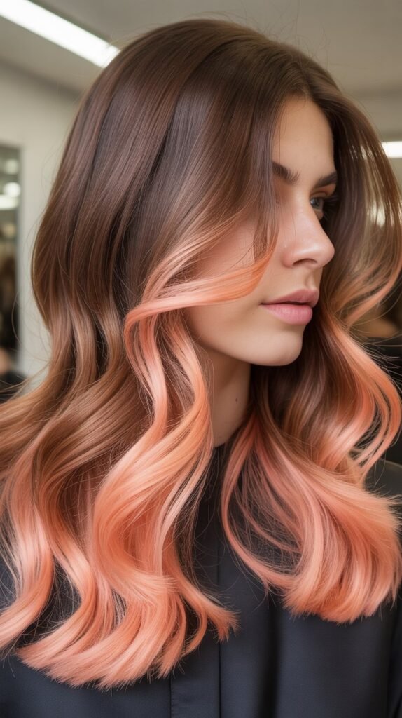  Peachy Pink Hair Color Ideas for Brown Hair