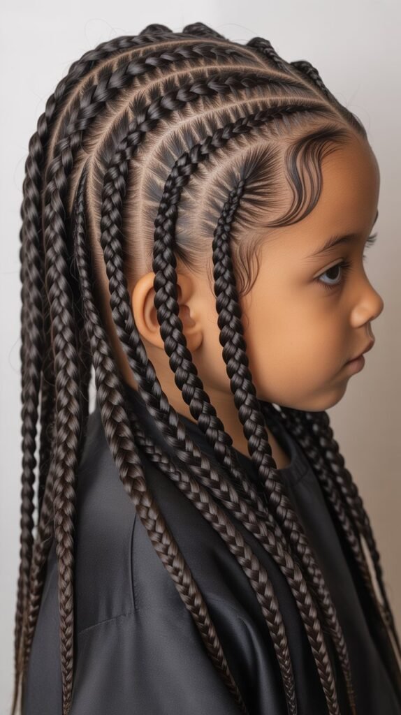  Kids' Feed-In Knotless Braids with Simple Elegance