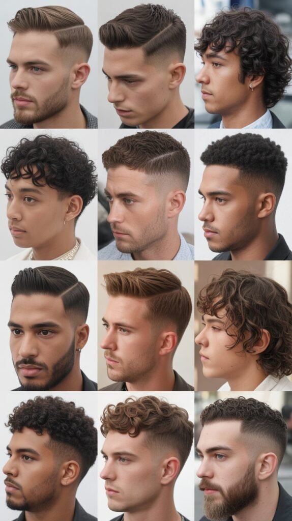 Curly Side Part Haircuts for Men