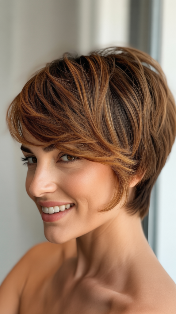  Honey Brown Pixie Cut