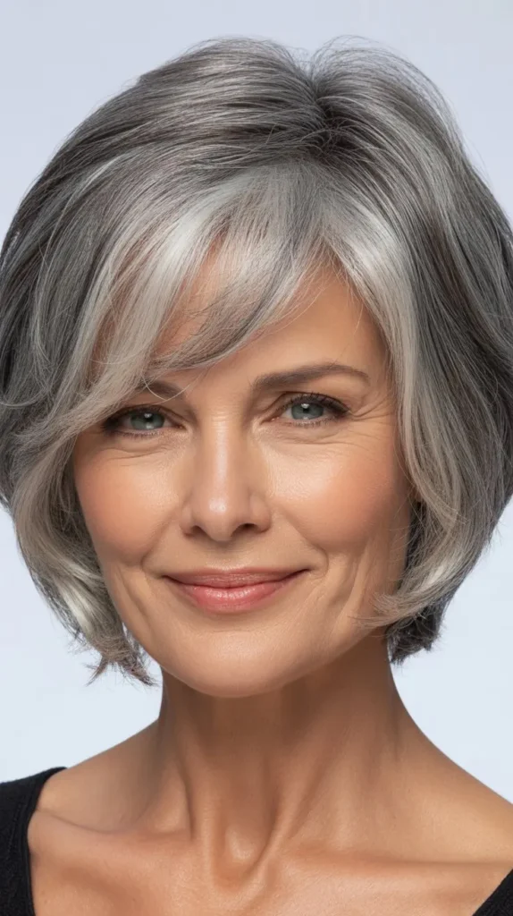 Short Gray Hair with Cool-Toned Lowlights for Women Over 50
