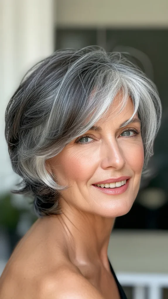 Short Gray Hair with Subtle Lowlights for Women Over 50
