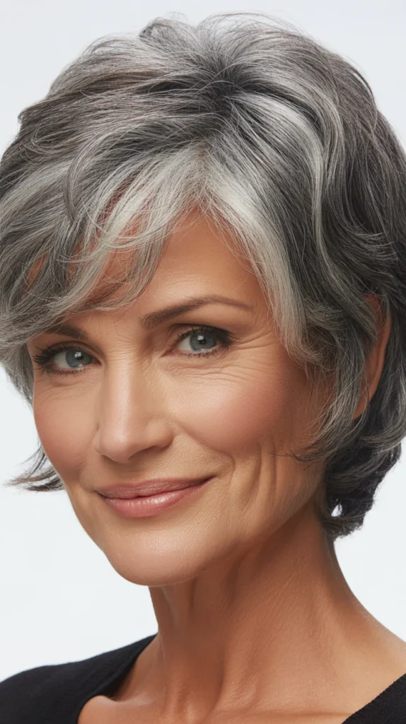 Stylish Gray Hair with Lowlights for Women Over 50