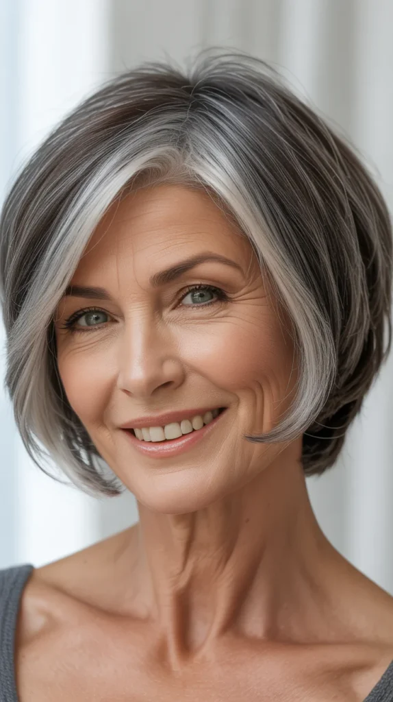 Stunning Short Gray Hair with Lowlights for Women Over 50