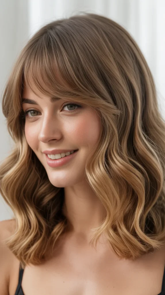 Lob with Curtain Bangs for Wavy Hair