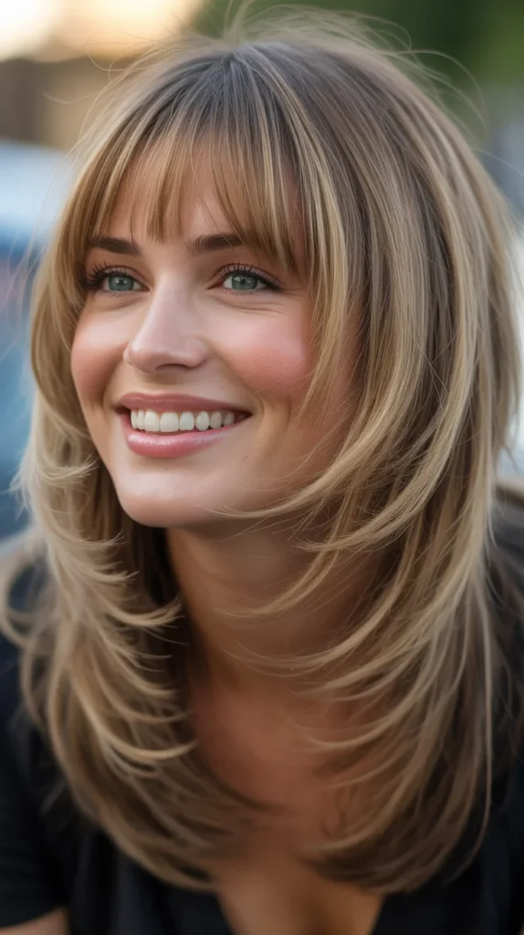 Layered Haircuts with Bangs for Medium-Length Hair