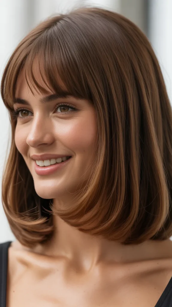 Lob with Curtain Bangs for Brunettes
