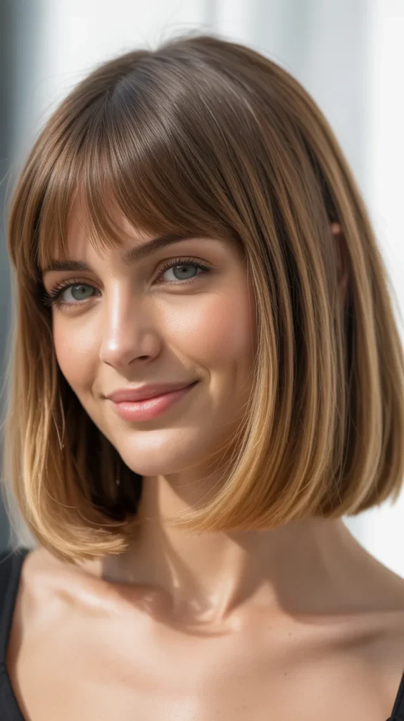 Lob with Curtain Bangs for Fine Hair