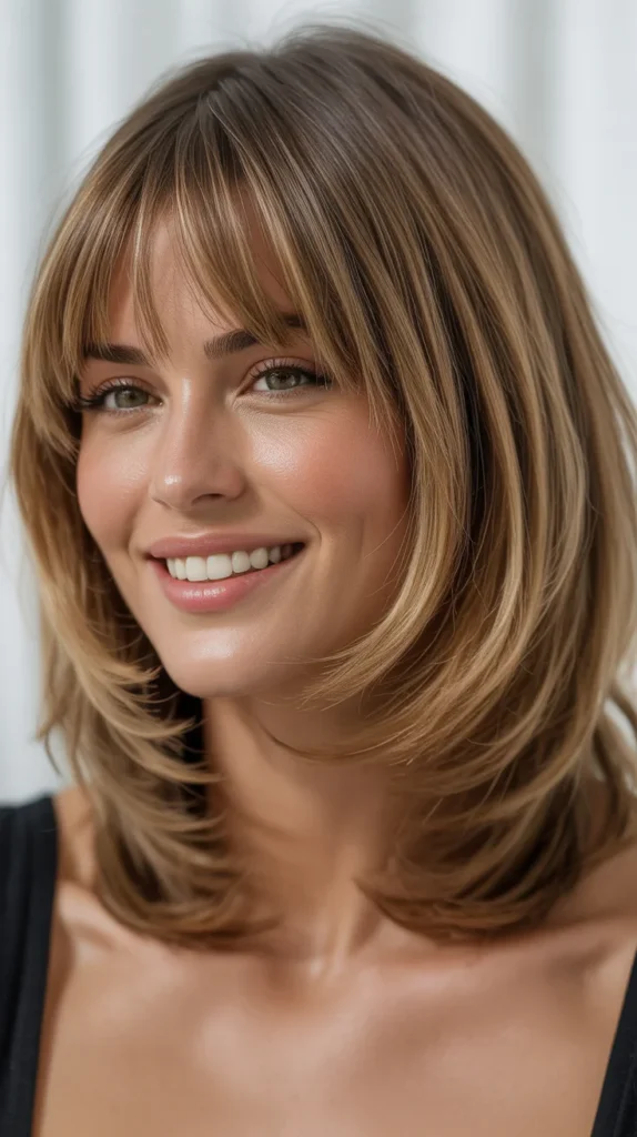 Lob with Curtain Bangs and Layers