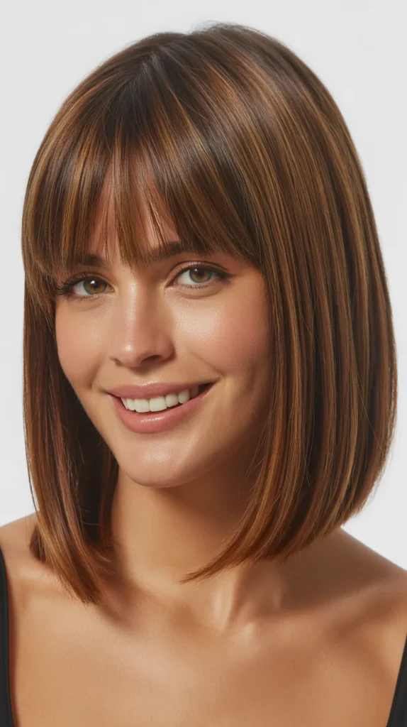 Lob with Curtain Bangs for Straight Hair