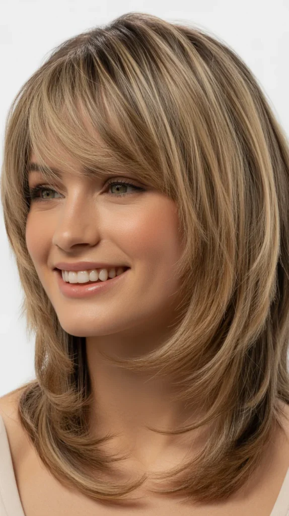 Layered Haircuts with Bangs for Oval Faces