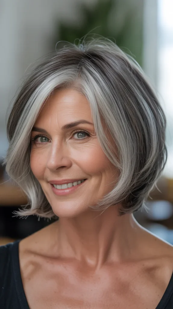 Fabulous Short Gray Hair with Lowlights for Women Over 50