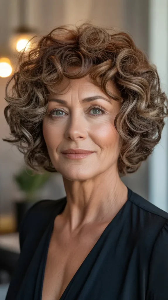 Bold Curly Bob for Older Women