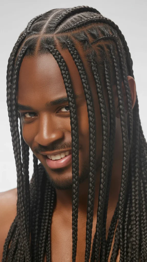 Bold Straight Back Braids for Men