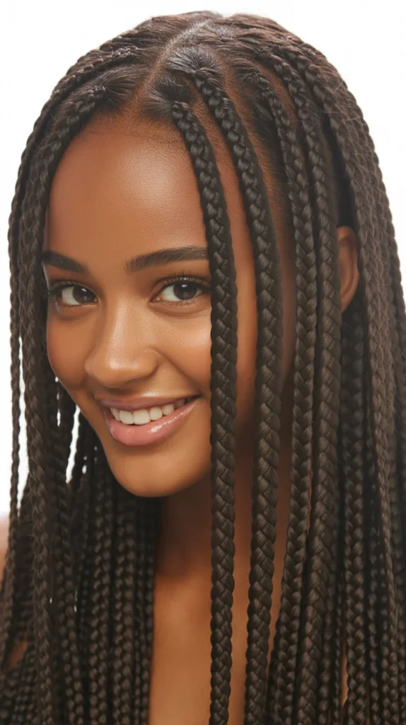 Straight Back Braids with a Low Bun