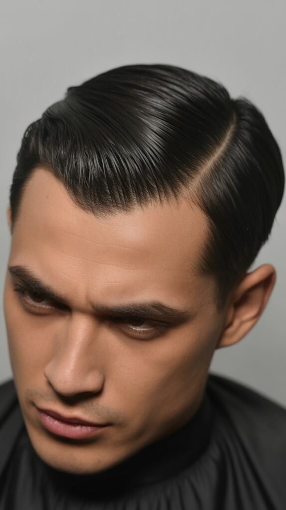 Side Part with Slicked-Back Hair