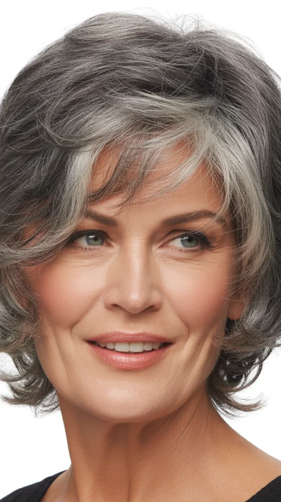 Short Gray Hair with Lowlights for a Tousled, Textured Look for Women Over 50