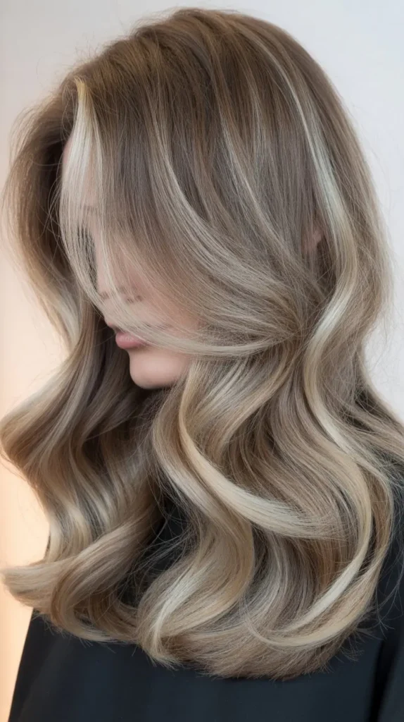 Cool-Toned Ash Brown with Light Blonde Babylights
