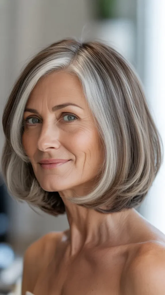 Chic Bob Hairstyles for Women Over 60 with Highlights