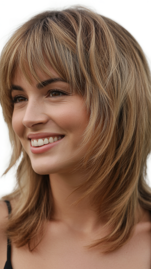 Shoulder-Length Hair with Layers and Choppy Medium Hairstyles with Bangs