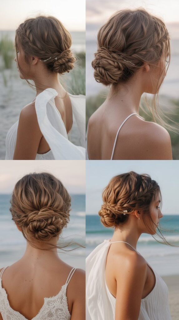 Romantic Updo Beach Wedding Hairstyles for Long Hair
