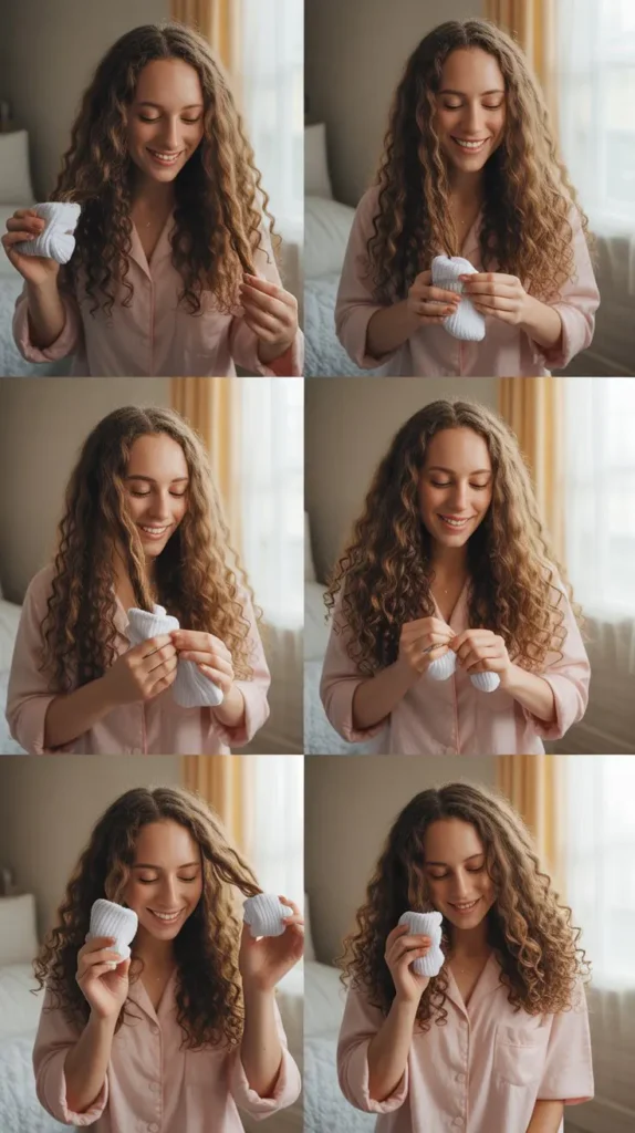 Easy and Quick Heatless Curls with Socks