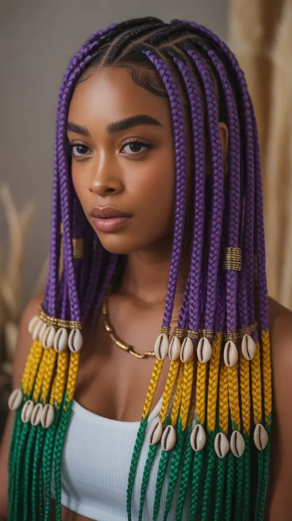Vibrant Fulani Knotless Braids with Stunning Colors