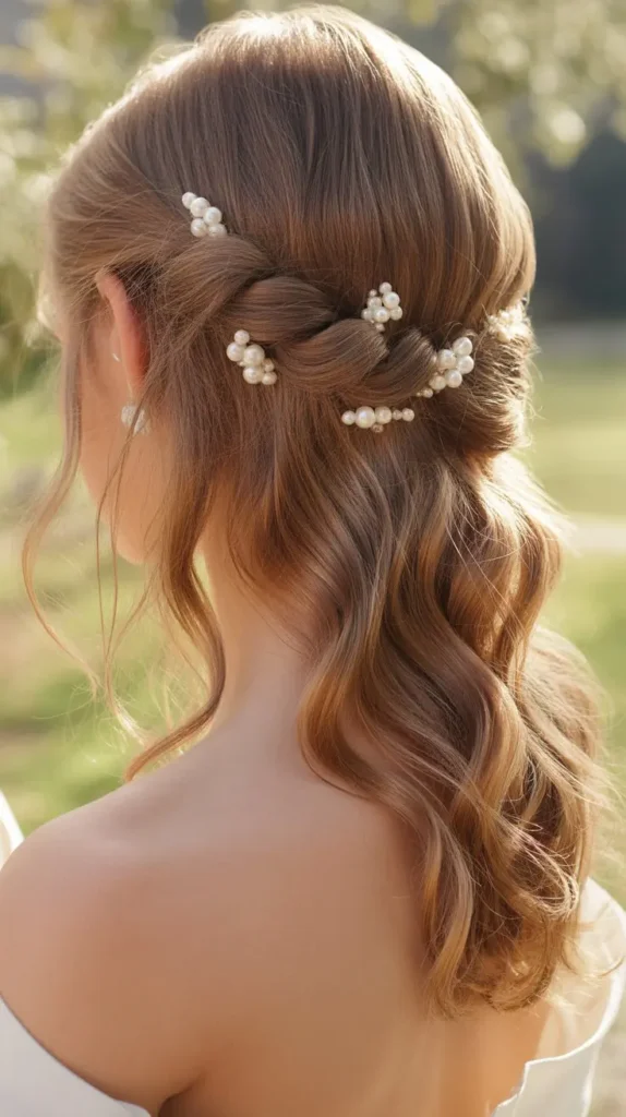 Half-up Half-down Wedding Hairstyles with Loose Waves
