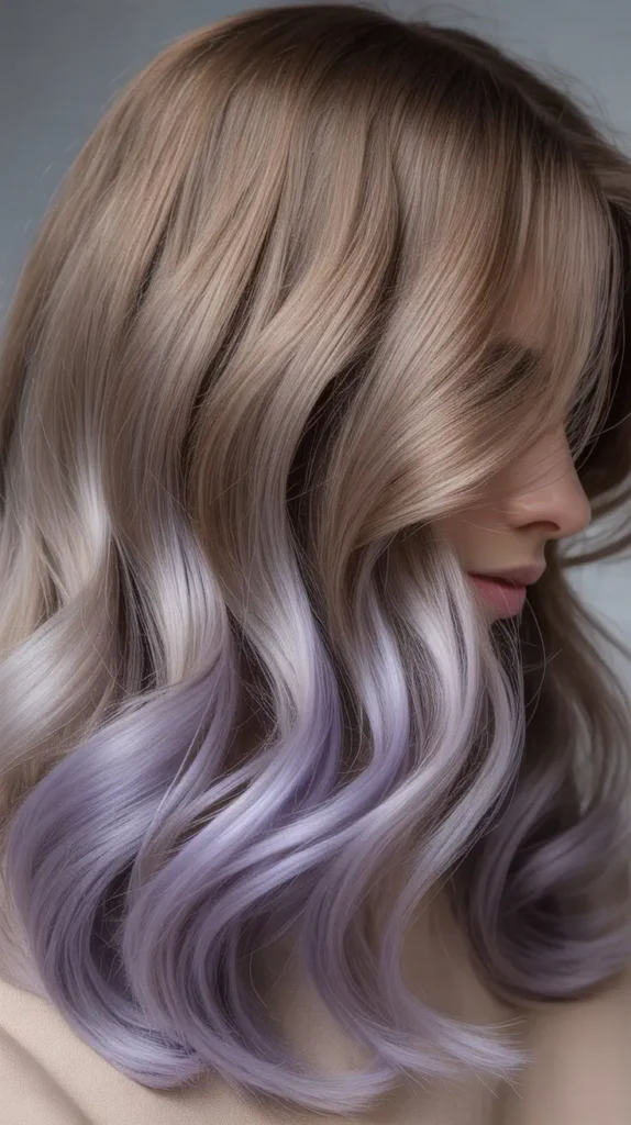 Light Ash Brown with Soft Lavender Highlights