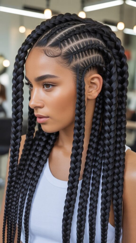  Chic Jumbo Feed-In Knotless Braids for a Bold, Dramatic Style!