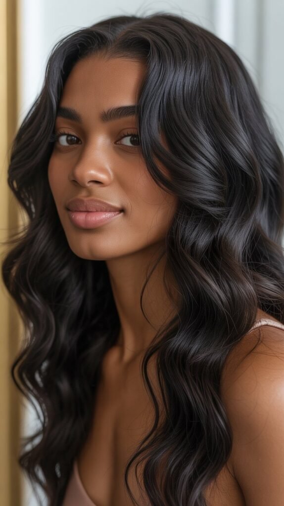  Glossy Jet Black Hair Color Ideas for Black Hair