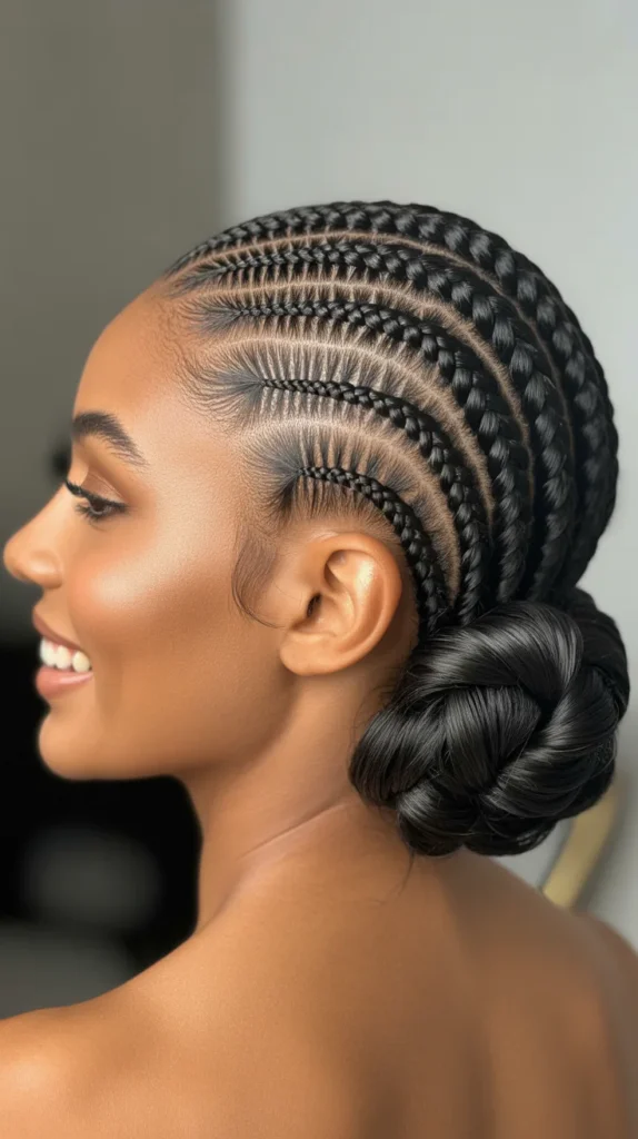 Trendy Straight Back Braids Adorned with Beads