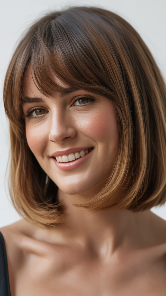 Lob Haircuts Without Bangs